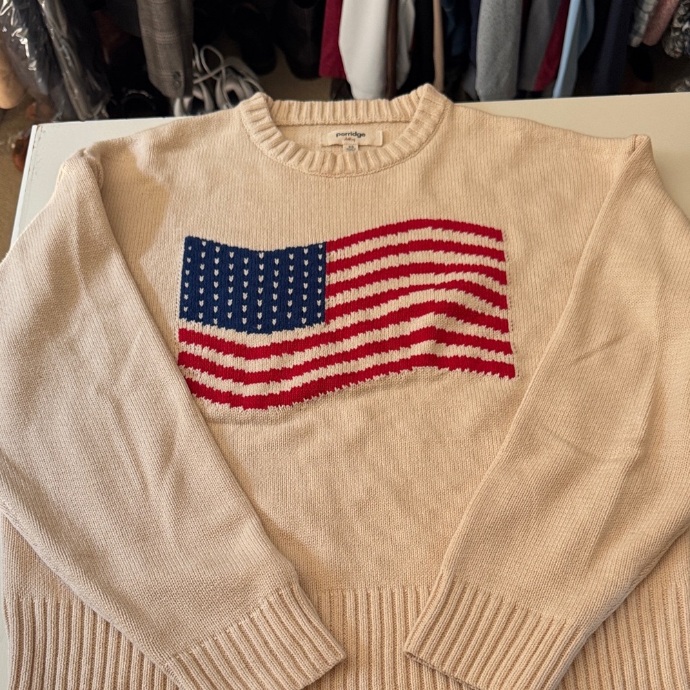 Porridge for Anthropologie size xs flag sweater.
